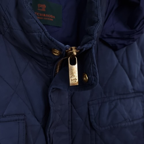 SCOTCH & SODA Jacket Mens XL Quilted Hooded Full Zip Insulated Navy Blue - Picture 8 of 16