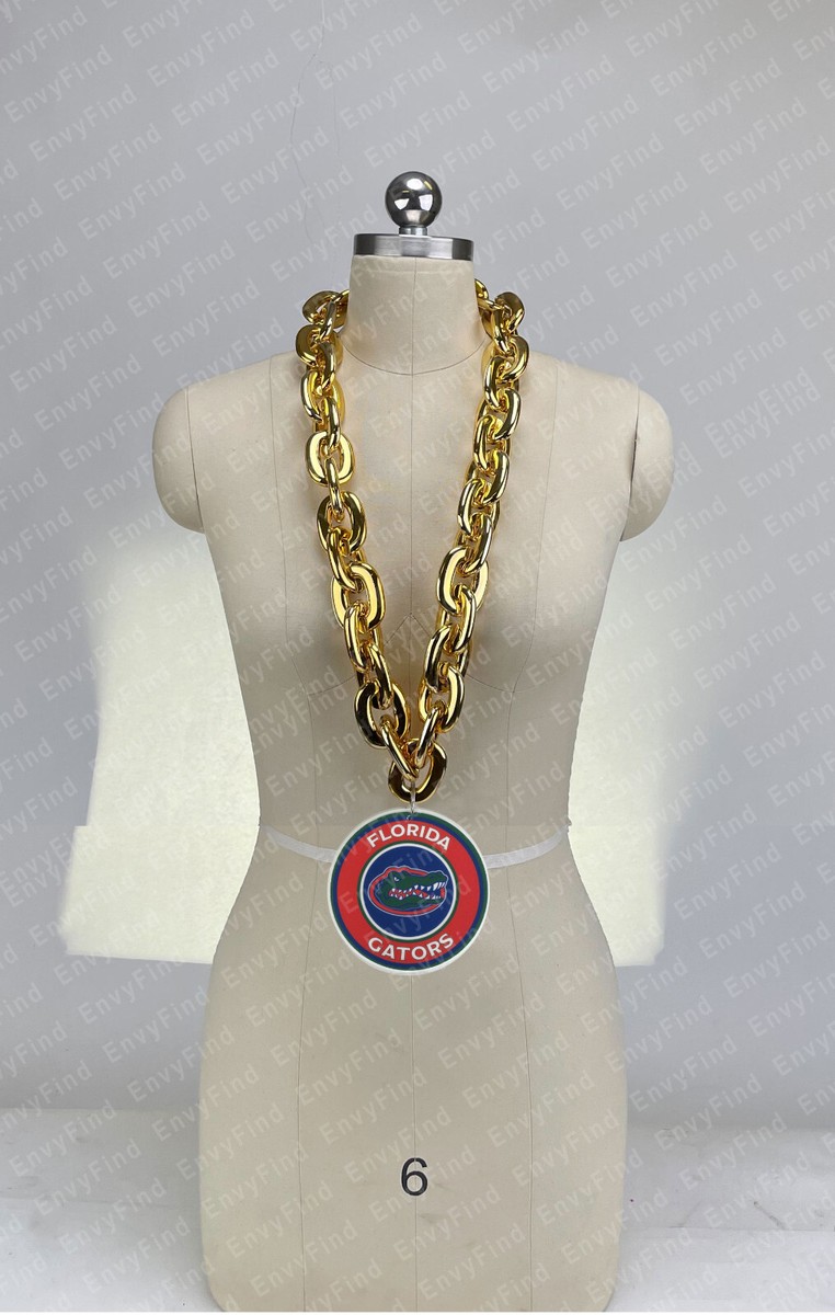 New U of Florida Gator Jumbo Gold Big Fan Chain Necklace Foam MI