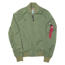 Alpha Industries Ma-1 Flight Womens Bomber Jacket Green Nylon M