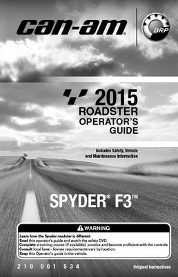 New Can-Am Spyder F3 2015 Roadster Owners Operators Manual Paperback FREE S&H