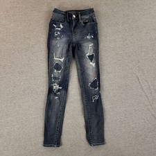 American Eagle Sz 00 Hi Rise Jegging Super Super Stretch Skinny Jeans Distressed