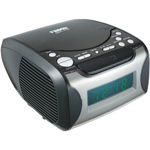 Compact Dual Alarm Clock AM/FM Radio w CD Player & USB Charge Port (NRC-175)