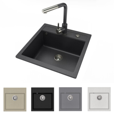 Granit Küchenspüle Einbauspüle Spülbecken Abtropffläche rund eckig oval schwarz