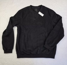 Fleece Pullover Men's Black Casual Comfort Crew Neck Sweater Sweat Shirt Long