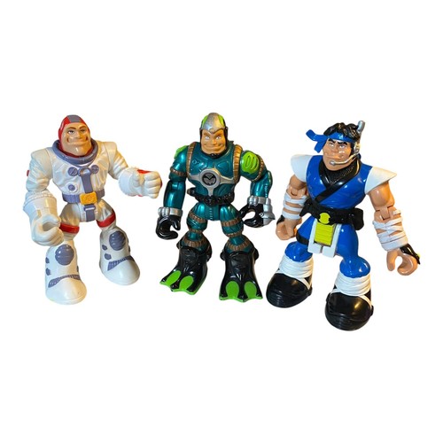 Fisher Price Vintage Rescue Heroes Mattel Action Figures Lot of 3 Diver Samurai