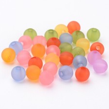 200pcs Colorful Transparent Acrylic Beads Round Smooth Frosted Finish Craft 8mm