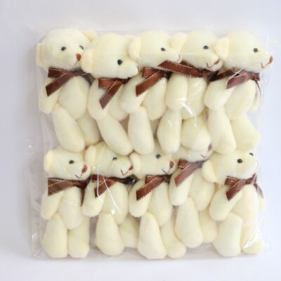 10Pcs/Lot 4.7 Inchs Cream Mini Bow-knot Teddy Bear Dolls Gift For Party Wedding