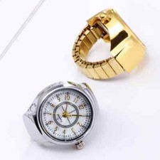 Dial Quartz Analog Elastic Finger Ring Watch   Stylish Stainless Steel Band