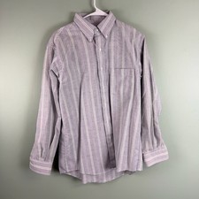 Vintage Arrow Dover Blue White Striped Button-Up Long-Sleeve Shirt Size 15 1/2