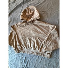 Nike Sportswear Essential Oversized Fleece Hoodie Tan Beige Mini Swoosh Medium