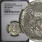BRAZIL Silver 1932 2000 Reis NGC UNC DET.400th Annivers.of Colonization KM532(4) — photo 1