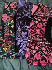 3 Scrub tops women 2 Healing Hands, 1 Cherokee Size S