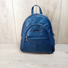 Lorenz Blue Leather Small Backpack Rucksack Adjustable Straps Multi Pocket