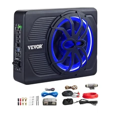 Uimoso 10'' 440W Slim Under Seat Powered Subwoofer and Amp with Ambient Light