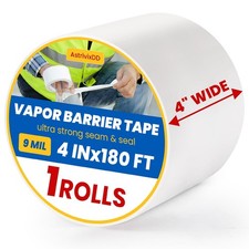 1 Roll Vapor Barrier Tape, White Moisture Barrier Tape for Crawl Spaces, Poly...
