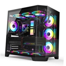 OV303 ATX Mid-Tower PC Case, Pre-Installed 4 x 120mm Prism ARGB PWM Black