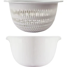Kitchen Colander 2-in-1 Strainer Bowl for Washing Salad Fruit and Vegetable