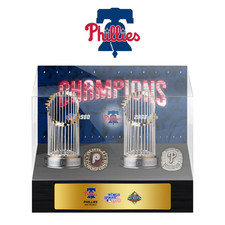 Philadelphia Phillies World Series Championship 2 Trophy & 2 Rings Display Case