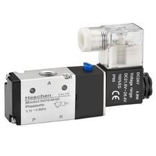 Heschen Electrical Pneumatic Solenoid Valve 3V210-08 1/4 inches, Silver/Black