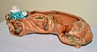 🌟VINTAGE Ucagco Whimsical Pixie Planter Japan Ceramics Green Elf Tree Stump Log — photo 1