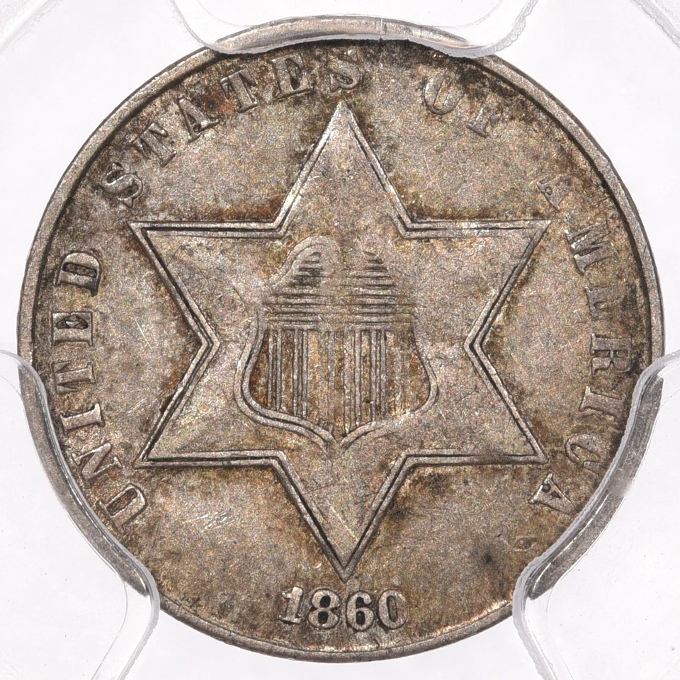 1860 3CS PCGS XF45 Three Cent Silver - Image 3 of 4