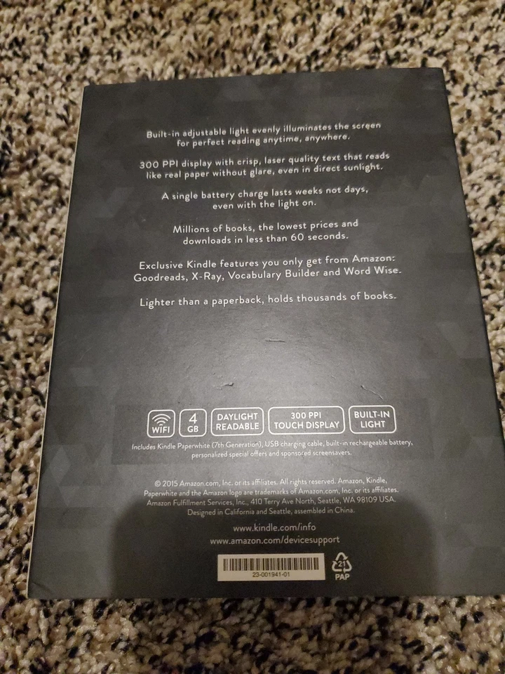 NEW Amazon Kindle Paperwhite 7th Gen. 4GB -Black (WIFI) DP75SDI. Touch Display - Image 3 of 4