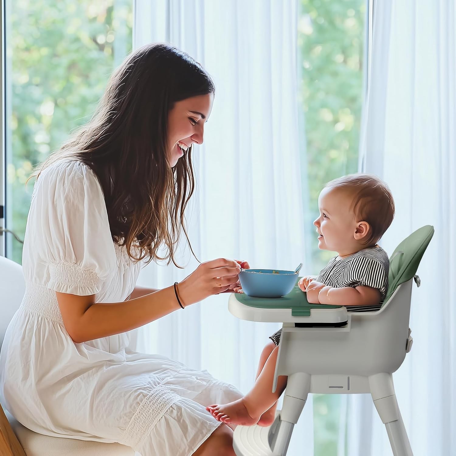 3-in-1 Baby High Chair, 5-Point Safety Harness and Footrest 