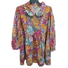 Kika Vargas x Target Floral Scallop Collar Babydoll Mini Dress Multi Color 4X