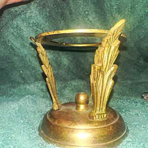 Art Deco Round Metal Candle Holder Stand, Metallic Gold/Bronze, Pillar Candle