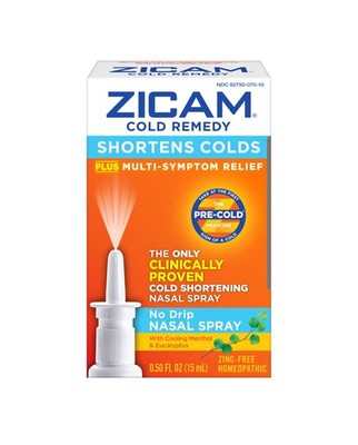 Zicam Cold Remedy No-Drip Nasal Spray with Cooling 0.5 Fl Oz (Pack of 2) 