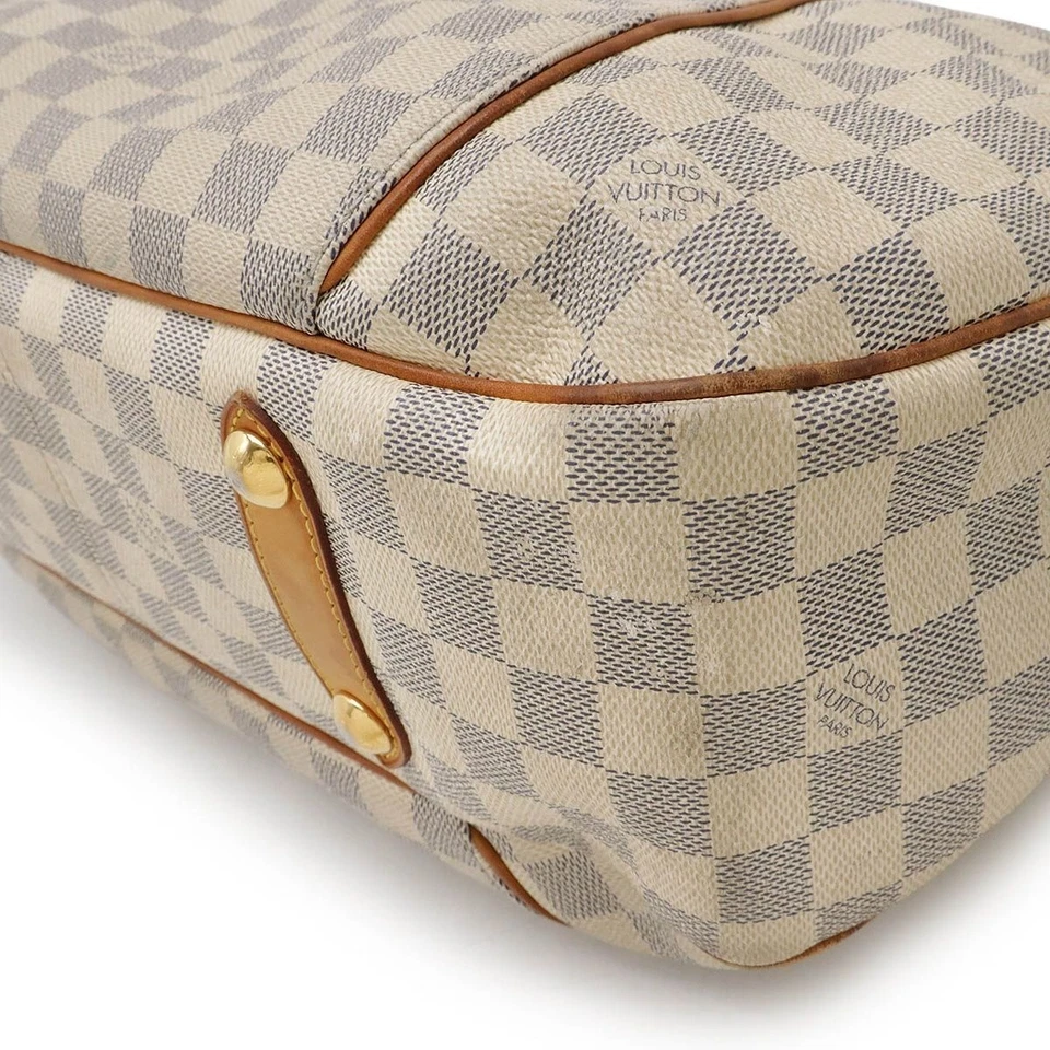 Bolsa de ombro Louis Vuitton Galliera PM Damier Azur marfim PVC bolsa classificação B autêntica - Imagem 3 de 4