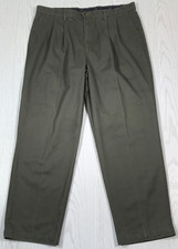 Vintage Dockers Pleated Chino Pants 36x30 Olive Green Cotton Preppy Business 90s