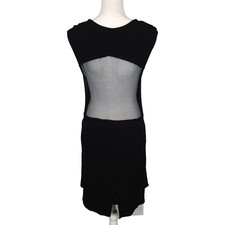 ZARA BLACK FISH NET MESH SLEEVELESS  DRESS sz m stretch gn