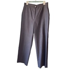 CHANEL Wool Cashmere Pants Trousers High Waist Wide Leg Silk Lined Sz 44 / 12