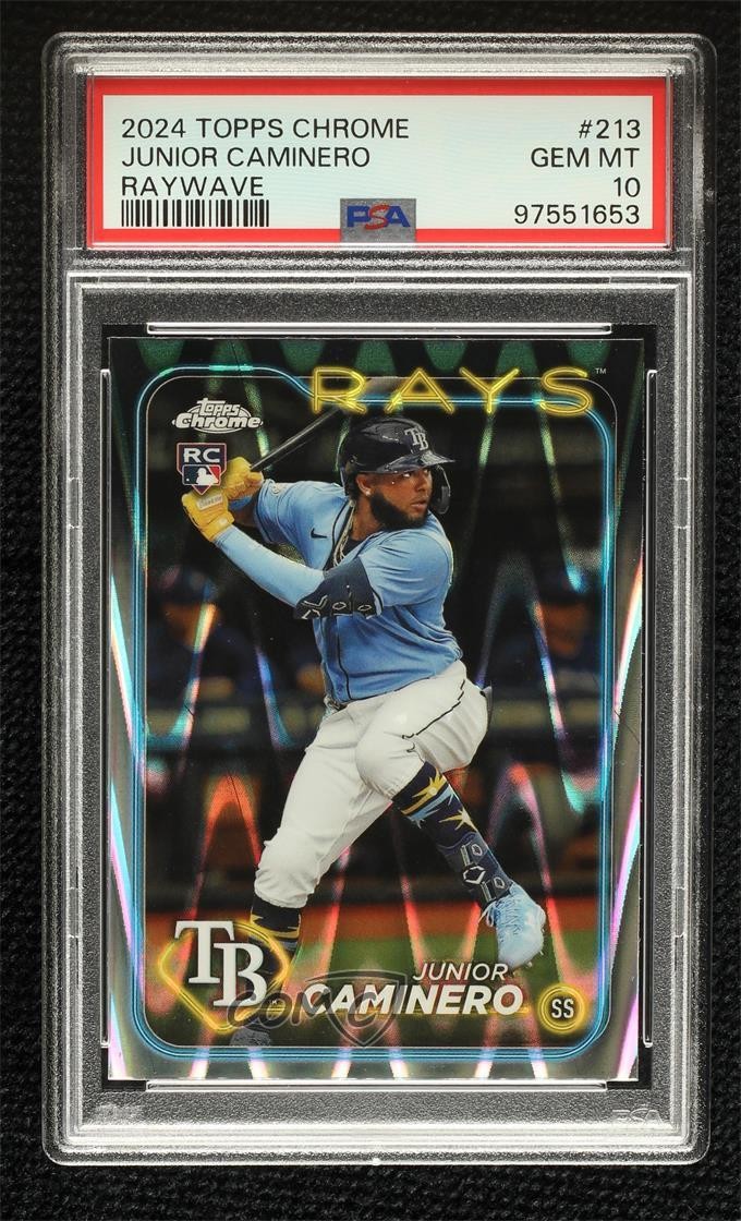 2024 Topps Chrome RayWave Refractor Junior Caminero #213 PSA 10 GEM MT Rookie RC