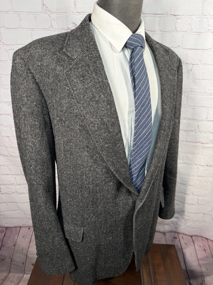 ARNOLD PALMER Hombres Gris ESPIGA TWEED Lana Abrigo Deportivo Blazer Chaqueta TALLA 46L Foto 3 de 4