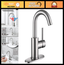 Brushed Nickel Bar Sink Faucet with 3 Hole Deck Plate Supply Lines, Stainless