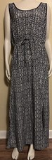Michael Kors Maxi Long Dress Navy Blue & White Sleeveless Woman Size XL