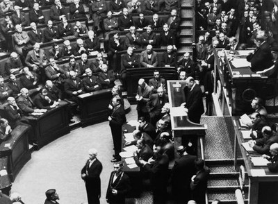 Edouard Daladier S speech during Munich Agreement on October 4Th Old Photo