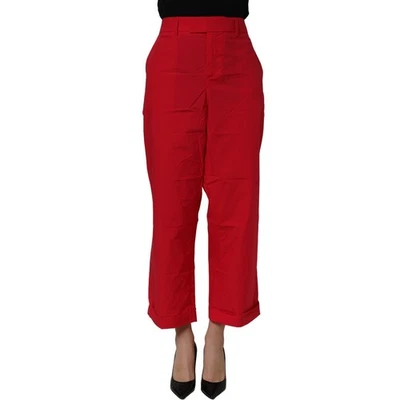 TWIN SET pantalon rouge taille haute jambes larges chino cropped pantalon... - Photo 1/4