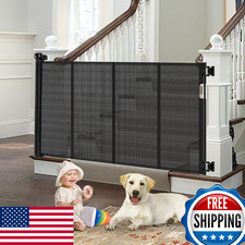 Reinforced Retractable Baby Gate for Stairs - 33in Tall, 55in Wide Mesh, Indoor/