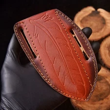 Pancake Leather Fix Blade Knife Sheath Holster Case Multitool - Hand Engraved