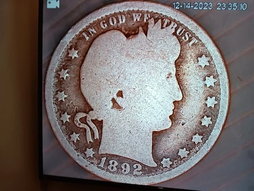 1892-P Barber Silver Quarter