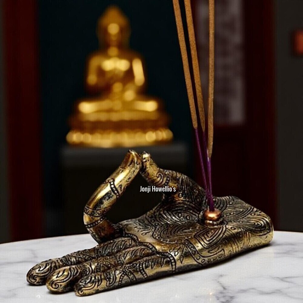 Buddha Hand Incense Burner Joss Stick Ash Catcher Buddhism Peace Zen Mudra Gift
