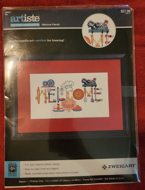 Artiste Counted Cross Stitch Kit WELCOME FRIENDS 11in X 5.625in.         B/15