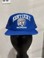 Vintage Looking Kentucky Wildcats Snapback Trucker Hat Blue EUC