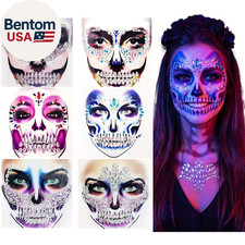 Halloween Skeleton Face Gems - 6 Pack Skull Face Jewels Rhinestone