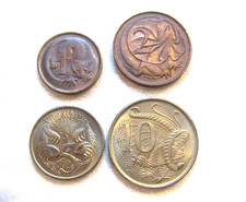 1966 Australia 1, 2, 5, 10 Cents unc 4 Coin Set