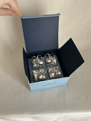 Wedgwood 4x Geschenkbox geformt Chrom Tischkartenhalter verpackt Feier Hochzeit