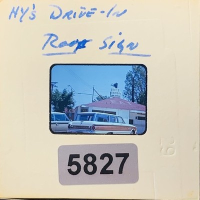 HY'S DRIVE-IN 1967 Color 35mm Slide Vintage Car Auto Service Station Wagon